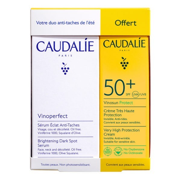 Caudalie – Vinoperfect Ορός Προσώπου κατά των Πανάδων 30ml & Vinosun Protect Αντηλιακή Κρέμα Προσώπου SPF50+ 25ml.