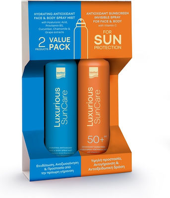 Intermed VALUE PACK Luxurious Sun Care Hydrating Antioxidant Spray Mist 200ml & Sunscreen Invisible Spray SPF50 200ml.