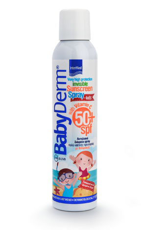 BabyDerm Invisible Sunscreen Spray spf 50+ for Kids Με Βιταμίνη C 200ml.