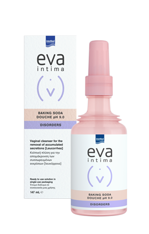 Eva Intima Baking Soda Douche Κολπική πλύση με σόδα για την αποτελεσματική απομάκρυνση των συσσωρευμένων κολπικών εκκρίσεων 147ml.