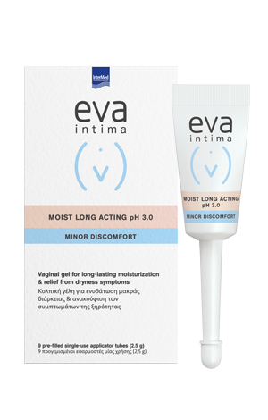 Eva Intima Moist Long Acting Gel 9 Applicators Υγραντική γέλη μακράς διάρκειας δράσης για την ανακούφιση της ξηρότητας του κόλπου 2.5g.