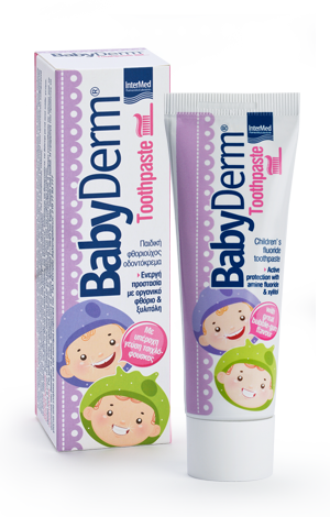 Babyderm Toothpaste 1000 ppm Φθοριούχος οδοντόκρεμα για την φροντίδα των παιδικών δοντιών 50ml.