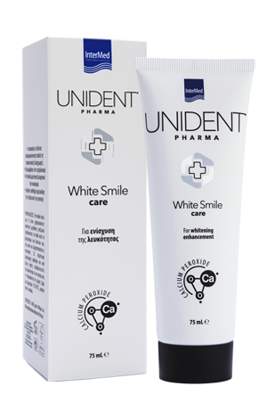 Unident Pharma White Smile Care Για ενίσχυση της λευκότητας των δοντιών.