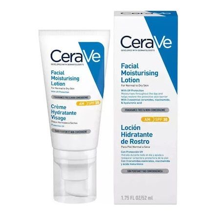 CeraVe Facial Moisturising Ενυδατική Λοσιόν Προσώπου Ημέρας με SPF30 για Κανονικές Ξηρές Επιδερμίδες 52ml.