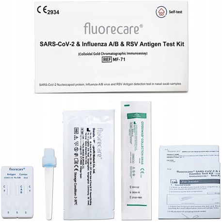 FLUORECARE - Συνδυαστικό Τέστ 4 σε 1 SARS-CoV-2 & RSV & Flu A/B - 1τεμ. (Τest Covid - Γρίπης - RSV).