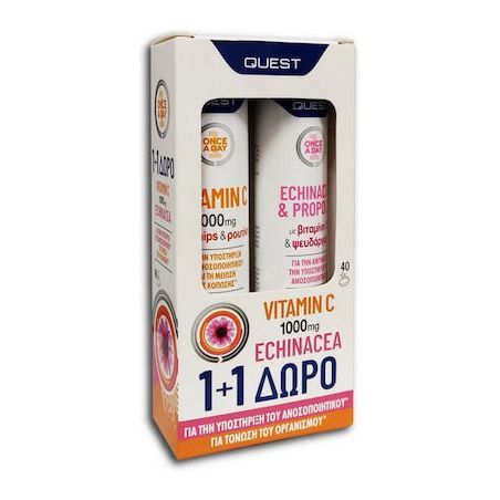 Φωτογραφία από Quest Vitamin C 1000mg 20 αναβράζοντα δισκία & Echinacea & Propolis 20 αναβράζοντα δισκία.