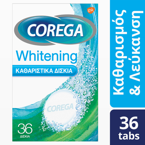 Φωτογραφία από Corega Whitening, Καθαριστικά Δισκία για Τεχνητή Οδοντοστοιχία, 36tabs