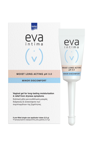 Φωτογραφία από Eva Intima Moist Long Acting Gel 9 Applicators Υγραντική γέλη μακράς διάρκειας δράσης για την ανακούφιση της ξηρότητας του κόλπου 2.5g.