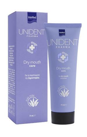 Φωτογραφία από Unident Pharma Dry Mouth Care Για τα συμπτώματα της ξηροστομίας.