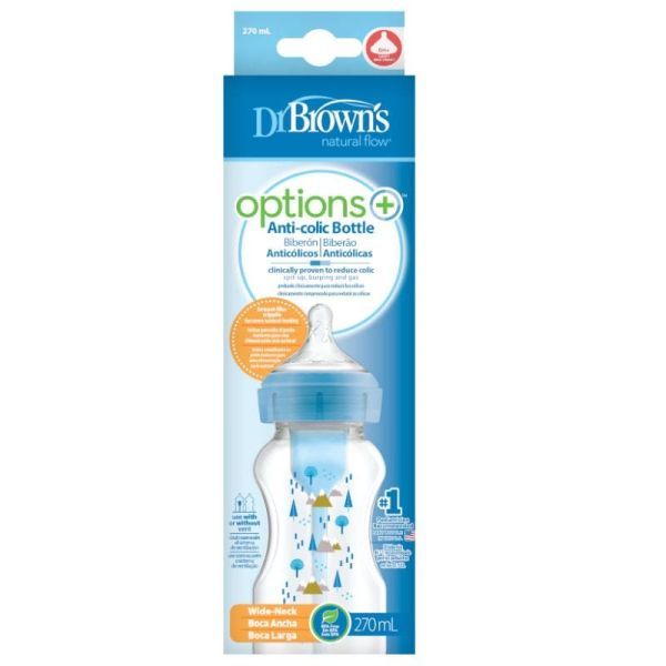 Φωτογραφία από Dr Browns – Options+ Anti-colic Μπιμπερό Πλαστικό με Φαρδύ Λαιμό 270ml Μπλε